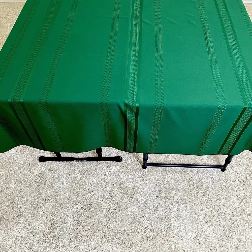 Tablecloth Dark Green Fabric Stripes Sheen Easy Care Polyester 54x51 Dining